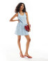 ASOS DESIGN denim v waist mini dress in bleach