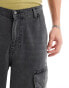 ASOS DESIGN loose fit jeans with cargo pockets in tinted washed black