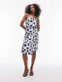 Topshop square neck wrap tie midi slip dress in blue floral