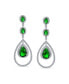 Art Deco Style Green Cubic Zirconia Double Halo Large Teardrop CZ Statement Dangle Chandelier Earrings For Women Party