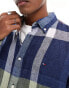 Tommy Hilfiger multi check linen shirt in navy