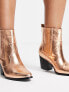 Glamorous Wide Fit western ankle boots in bronze exclusive to ASOS