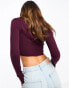 Pacsun pointelle long sleeve v-neck top in wine