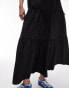 Topshop co-ord taffeta tiered maxi skirt in black