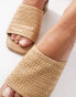 New Look knitted mid heeled mule sandal in off white