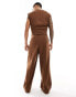 ASOS DESIGN loose leg suit trousers in chocolate brown