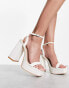 Glamorous Wide Fit platform heel sandals in white patent