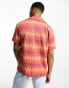 River Island revere collar zig zag shirt in orange