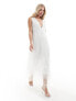 Vila Bridal tulle plunge maxi dress with tiered skirt in white