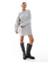 Pull&Bear knitted jumper mini dress in light grey