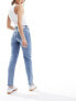 Pieces Kelly high waisted tapered ankle jeans in light blue