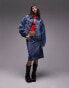 Topshop denim balloon sleeve jacket in mid blue