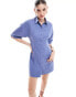 ASOS DESIGN twill mini shirt dress in mid blue