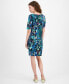 Petite Printed Faux-Wrap Sheath Dress