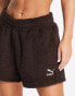 Puma classics cosy club borg shorts in dark chocolate - exclusive to ASOS