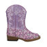 Roper Lavender Glitter Floral Square Toe Cowboy Toddler Girls Purple Casual Boo