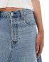 Levi's high rise a line deconstructed long denim skirt in mid blue