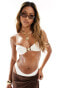 South Beach starfish gold detail bandeau bikini top in coconut