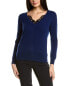 Sofiacashmere Lace Trim Cashmere Sweater Women's Blue Xs