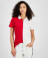 Women's Colorblock Zip-Front Polo Shirt