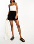 ASOS DESIGN Tall shirred waist pocket short in black