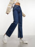 Weekday Rowe extra high waist regular fit straight leg jeans in nobel blue