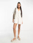 ASOS DESIGN crinkle collared smock playsuit in ivory