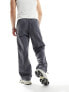 ASOS DESIGN panelled piping trouser in grey and white sheen nylon