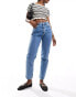 Pull&Bear high waisted mom jean in ink blue