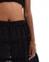 Threadbare broderie tiered mini skirt in black