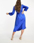 Flounce London Maternity buttoned midi dress in blue