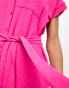 New Look button through midi shirt dress in bright pink