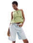 Noisy May parachute cami top in sage green