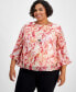 Plus Size Ruffled-Cuff Necklace Top, Created for Macy's