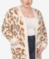 Plus Size Leopard Print Open Front Sherpa Sweater