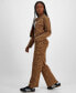 Juniors' Animal-Print Wide-Leg Cargo Pants