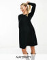 Mamalicious Maternity long sleeve jersey midi dress in black