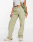 ASOS DESIGN Hourglass minimal cargo trouser in khaki with contrast stitching