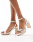 Glamorous braided espdrille heeled sandals in cream