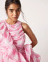 ASOS DESIGN ruffle mini dress with puffball skirt in oversized pink check