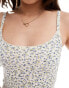 Miss Selfridge lace trim rib cami top in ditsy print