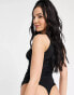 Flounce Tall high neck slinky body in black