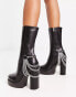 Lamoda platform ankle boot with chain detail in black pu