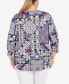 Plus Size Knit Folk Patchwork Puff Print Top