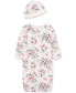 Baby Girls Sleep Gown and Hat Set, 2 Piece Set