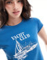 Miss Selfridge Yacht Club Baby Tee in blue