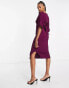 Closet London Tall ribbed pencil midi dress in plum