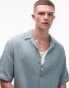 Topman co-ord short sleeve cheesecloth relaxed shirt in sage