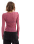 JDY long sleeve textured top in pink