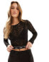 HUGO RED crop lace top in black